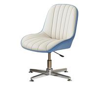Chaise de bureau ergonomique pivotante contemporaine en cuir bleu et beige avec dossier haut, support élégant, pieds croisés pour le confort de la maison et du bureau