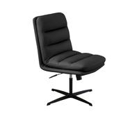 Chaise de bureau ergonomique pivotante en cuir synthétique avec roulettes, sans accoudoirs pour un confort et un style ultimes, idéale pour la maison et le bureau