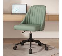 Chaise de bureau ergonomique pivotante sans accoudoirs - Chaise d'appoint robuste rembourrée en polyuréthane avec base roulante pour la maison et l'ordinateur, coussin épais pour plus de confort et de