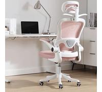 Chaise de Bureau Ergonomique pour Le Jeu avec Appui-tête 3D réglable, Confortable, pivotante et inclinable, Support Dorsal Dynamique, Portant Amovible - pour étudier et Travailler (Rose)