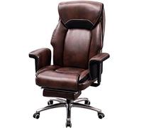 Chaise de Bureau Ergonomique Professionnelle pour Ordinateur de Grande Taille, Confortable et épaisse, Hauteur réglable, supporte jusqu'à 175 kg (Marron 117 125 x 56 cm)