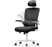 Chaise de Bureau Ergonomique - RATTANTREE Fauteuil - avec accoudoir rabattable - Support Lombaire Adaptatif - Réglable en hauteur