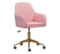 Chaise de Bureau Ergonomique Rose pour la Maison, siège incurvé en Similicuir, Tabouret pivotant à 360°, Hauteur réglable, Finition chromée, Chaise d'ordinateur Confortable pour Le Travail e