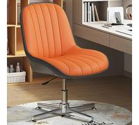 Chaise de Bureau Ergonomique sans accoudoirs, Chaise de Bureau pivotante Moderne en Cuir synthétique, sans roulettes, Design à Jambes croisées, Confortable, pour la Maison - Couleur Orange B