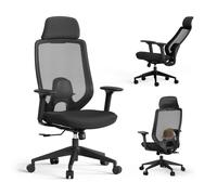 SENSE7 Chaise Bureau Gaming Fauteuil Confortable Ergonomique Siege Office Chair Gamer PC avec Support Lombaire Appuie-Tête Accoudoir Réglables Max 150kg Maille Respirante Pivotante - NAKAI Noir