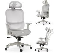 Chaise de bureau ergonomique SENSE7 Neyo - dossier inclinable 140°, accoudoirs 3D, maille respirante gris