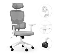 Chaise de Bureau Ergonomique - SENSE7 - VENO White - Appui-tête Réglable - Accoudoirs Ajustables - Dossier en Maille - 130 kg-