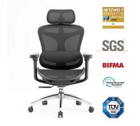 SIHOO Doro C300 Chaise ergonomique - Accoudoirs 3D - Support lombaire auto-ajustable - Mécanisme poids intelligent - Dossier maille - 3 inclinaisons - Certifié TUV/SGS - 150kg max - 70x69x128cm - Noir