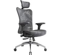 Chaise de bureau ergonomique SIHOO M57S en maille avec support lombaire réglable, accoudoirs 3D, dos haut respirant pour ordinateur (Gris)