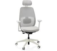 Chaise de bureau ergonomique Skandis Pro avec appui-tête gris / piètement blanc hjh OFFICE Gris