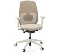 Chaise de bureau ergonomique Skandis sans appui-tête beige / piètement blanc hjh OFFICE Beige