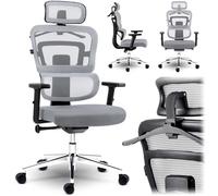 Chaise de bureau ergonomique - SOFOTEL - Micro-résille grise - Réglable en hauteur - Accoudoirs réglables