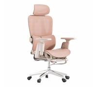 Chaise de Bureau Ergonomique - Support Lombaire réglable, pivotante à 360°, Tissu Respirant et Confortable, Fauteuil Informatique à Dossier Haut et épais(Pink-Footrest,Cloud)