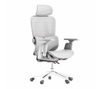 Chaise de Bureau Ergonomique - Support Lombaire réglable, pivotante à 360°, Tissu Respirant et Confortable, Fauteuil Informatique à Dossier Haut et épais(White,Cloud)