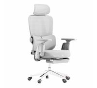 Chaise de Bureau Ergonomique - Support Lombaire réglable, pivotante à 360°, Tissu Respirant et Confortable, Fauteuil Informatique à Dossier Haut et épais(White-Footrest,Latex)