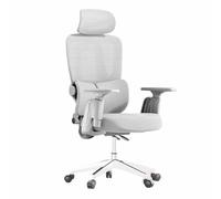 Chaise de Bureau Ergonomique - Support Lombaire réglable, pivotante à 360°, Tissu Respirant et Confortable, Fauteuil Informatique à Dossier Haut et épais(White,Latex)