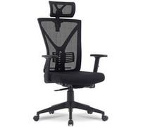 Chaise de bureau Ergonomique Waytex BAKURA avec Accoudoirs réglables, Appui-tête et Soutien Lombaire Noir G