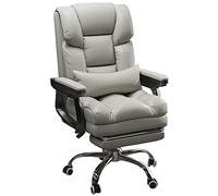 Chaise de bureau exécutive du remboursement exécutif - cuir PU, 135 ° allongé avec repose-pieds rétractables, dos et accoudoirs ergonomiques - Chaise d'ordinateur gris confortable pour la maison