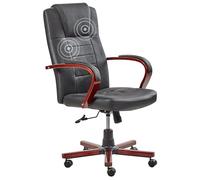 Chaise de Bureau Fauteuil cuir PU Noir avec Fonction de Massage et Chauffage Hauteur Réglable et Roulettes Pratiques et Élégant Beliani