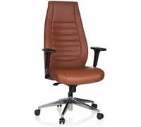 hjh OFFICE 600989 Fauteuil de Bureau VITORO PU Chaise de Bureau pivotant avec Dossier Haut, Accoudoirs Réglables, Simili-Cuir Marron