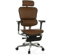 Chaise de bureau / fauteuil de direction ERGOHUMAN PLUS LEGPRO I cuir avec repose-jambes résille marron clair hjh OFFICE Marron G