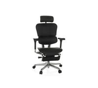Chaise de bureau / fauteuil de direction ERGOHUMAN PLUS LEGPRO I cuir avec repose-jambes résille noir hjh OFFICE Noir G