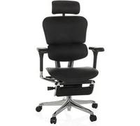 Chaise de bureau / fauteuil de direction ERGOHUMAN PLUS LEGPRO I cuir avec repose-jambes résille noir hjh OFFICE Noir G
