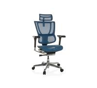 hjh OFFICE Chaise de Bureau Ergonomique ERGOHUMAN Slim GEN2 Design Original, Utilisation 24h/24, Chaise pivotante avec Soutien Lombaire Flexible, Filet Bleu