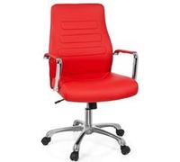hjh OFFICE 720008 Chaise de Bureau, Chaise Bureau à roulettes TEWA Rouge en Simili-Cuir, siège pivotant avec accoudoirs, Dossier Ergonomique, piètement Robuste en Acier, Design Moderne et élégant