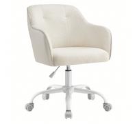 Chaise De Bureau, Fauteuil Ergonomique, Siège Pivotant, Réglable En Hauteur, Capacité 110 Kg, Tissu Peluche Respirant Et Pu, Beige Cappuccino Beige