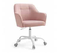 SONGMICS Chaise de Bureau, Ergonomique, Pivotant, Réglable en Hauteur, Capacité 110 kg, Tissu en Coton-Lin Respirant, Rose