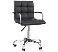 HOMCOM Chaise de bureau fauteuil manager pivotant hauteur réglable revêtement synthétique capitonné noir