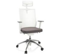 Chaise de bureau / Fauteuil pivotant ASPEN WHITE PRO Tissu maille / Tissu gris hjh OFFICE Gris/Blanc G