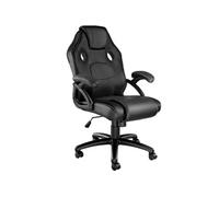 Chaise de bureau - TECTAKE - Fauteuil de gamer MIKE avec rembourrage épais et revêtement en cuir synthétique - Noir