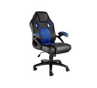 Chaise de bureau - TECTAKE - Fauteuil de gamer MIKE avec rembourrage épais et revêtement en cuir synthétique - Noir/Bleu
