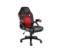 Chaise de bureau - TECTAKE - Fauteuil de direction gamer MIKE avec rembourrage épais et revêtement en cuir synthétique - Noir/Rouge