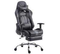 Chaise de bureau gaming CLP Limit similicuir châssis métallique réglable en hauteur et pivotant,noir/gris avec repose-pieds