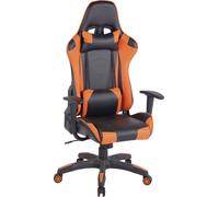 Chaise de bureau gaming CLP Miracle V2 en similicuir réglable en hauteur et pivotante,noir/orange