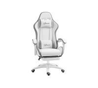 Vinsetto Chaise Gaming Fauteuil Gaming Ergonomique Repose-Pieds télescopique, Dossier inclinable à 135°, Appui-tête réglable et Soutien Lombaire, Fauteuil de Bureau 360° Rotatif en Similicuir, Blanc