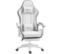 Chaise de bureau gaming inclinable pivotant réglable - coussins lombaires têtière inclus - gris blanc G