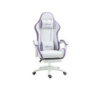 Chaise de bureau gaming inclinable pivotant réglable - coussins lombaires têtière inclus - mauve blanc