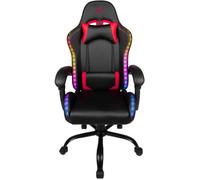 Chaise de bureau gaming - KONIX - Phantom - Éclairage RVB - Inclinaison 135° - Synthétique - Coussin lombaires et cervicaux - Noir