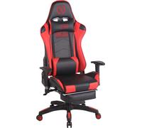 Chaise de bureau gaming Turbo CLP avec repose-pieds Réglable en hauteur et pivotant,noir/rouge similicuir