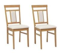 vidaXL Chaise de salle à manger 2 pcs Naturel et clair Bois Massif