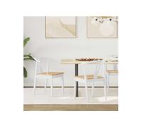 vidaXL Chaise de salle à manger Vintage 2 pcs Blanc et Naturel Bois de caoutchouc, siège rembourré