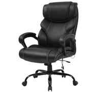 Chaise de bureau grande et haute 180 kg - Base en métal robuste, base ergonomique, chaise de bureau avec accoudoirs et accoudoirs lombaires à dossier haut en cuir PU pour bureau à domicile