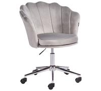 Chaise de Bureau Grise en Velours Glamour Fauteuil Coquillage Pivotant
