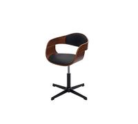 Mendler Chaise de Salle à Manger HWC-H46 Bois courbé Aspect Noyer Similicuir Noir