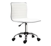 Chaise de bureau - HOMCOM - à roulettes - pivotante - hauteur réglable - polyuréthane - 48 x 52 x 78-90 cm - blanc