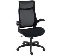 Chaise de bureau - HOMCOM - accoudoirs relevables 3D, hauteur réglable, pivotant à 360° - tissu en maille - 64x65x108-118cm - noir